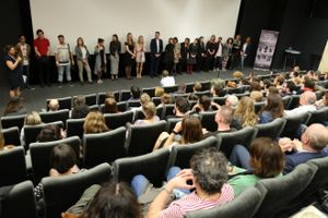 Z otvorenia Týždňa slovenského filmu, nastúpená delegácia filmu Špina.